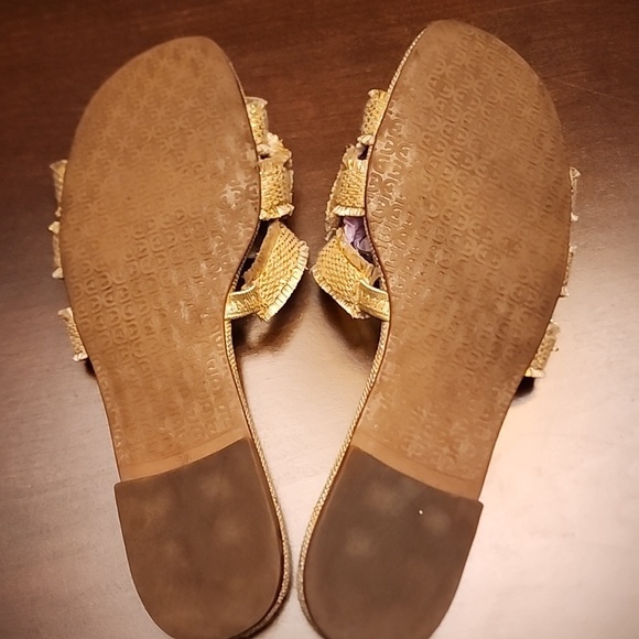 Sam Edelman Gold Sandals H-Style Bay Frey 2 Slip-On sz 9.5 - Picture 7 of 9